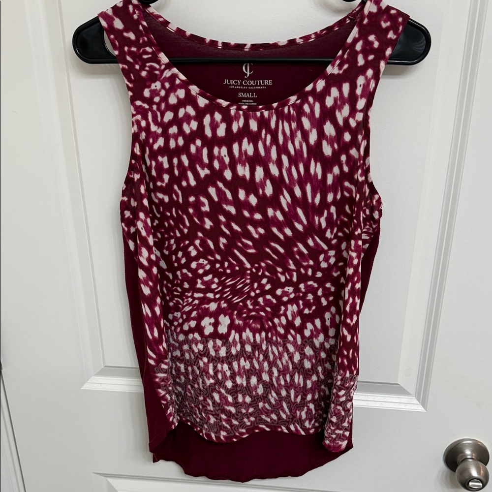 Juicy Couture Maroon and White Tank Top